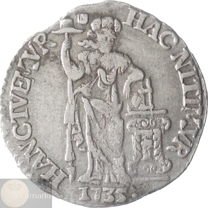 Republik der Sieben Vereinigten Niederlande – Utrecht. 1 gulden op generalteitsmuntvoet 1735