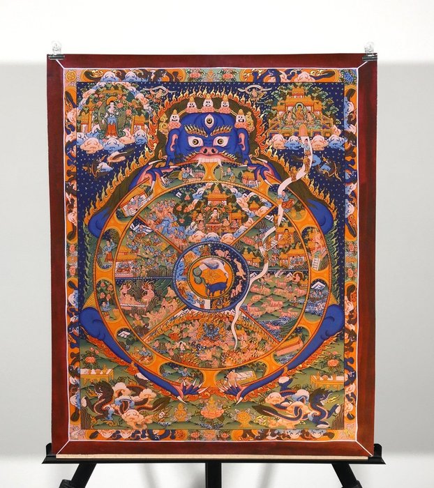 Wheel of life Thangka Painting - Unknown - Népal