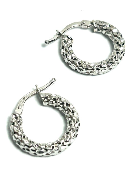 No Reserve Price - Hoop earrings - 18 kt. White gold 