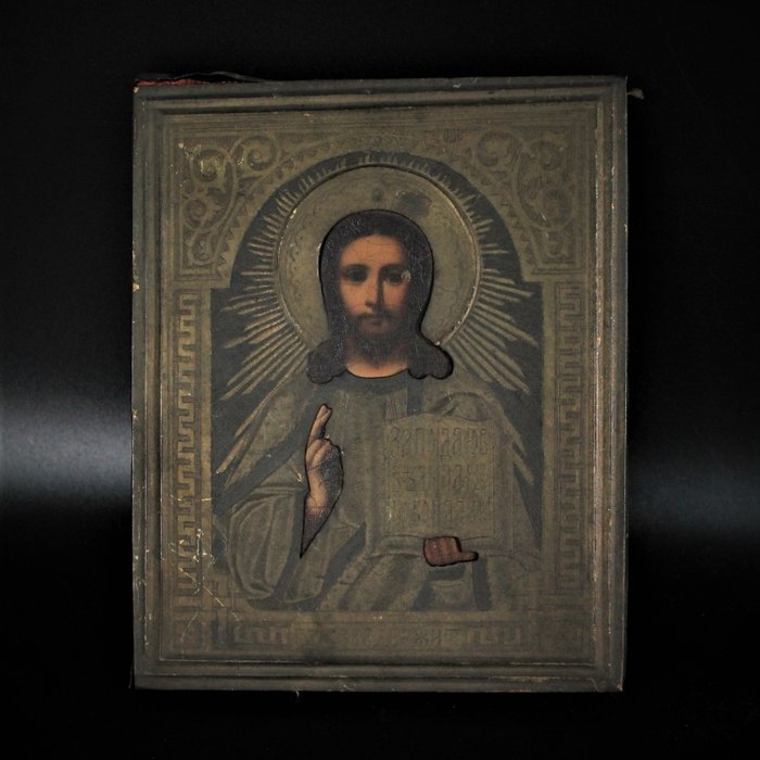 Ícone - Cristo Pantocrator - Madeira, Tempera