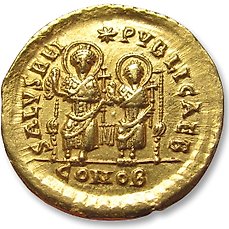Romeinse Rijk. Valentinianus III (424-455 n.Chr.). Solidus Constantinople 2nd officina (B) circa 425-429 A.D.
