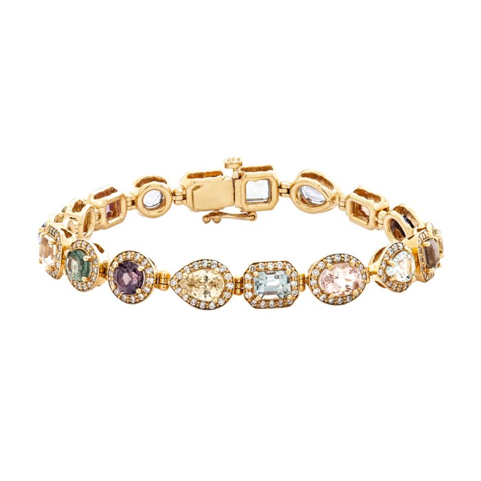 Bracelete Ouro amarelo -  16.89 tw. Pedras preciosas mistas - Diamante