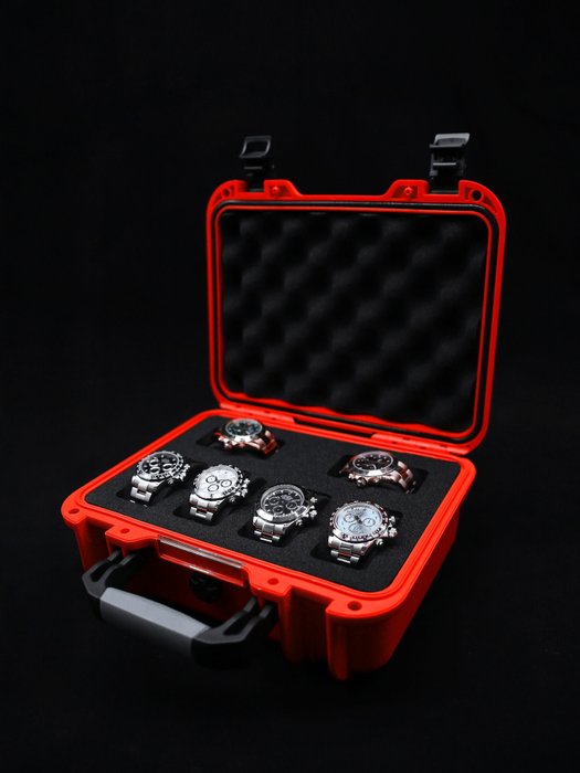 Indestructible Watch Suitcase for 6 Watches - Red - Elbrus Horology Timepiece Valet 6