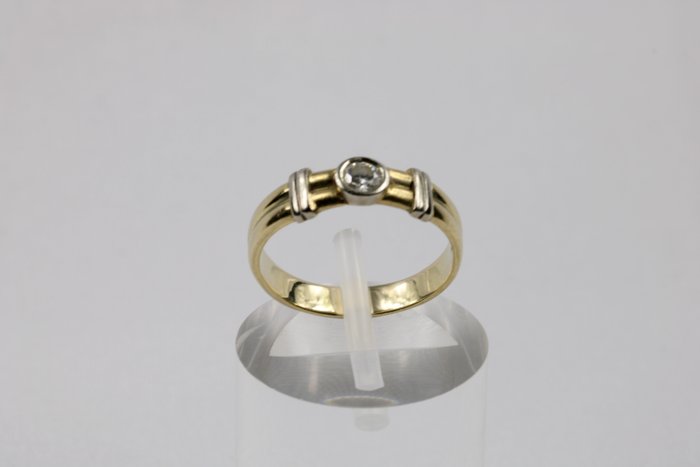 戒指 - 14K包金 黄金 -  0.16 tw. 钻石  (天然) 