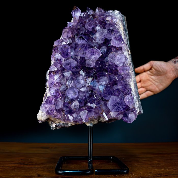 100% Natural! Deep Purple Amethyst Druse on stand, Uruguay- 2951.65 g