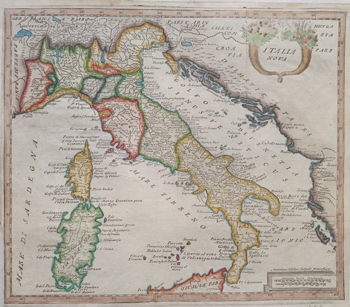 意大利, 地图 - 意大利; Cluverius - Italia Nova - 1681-1700