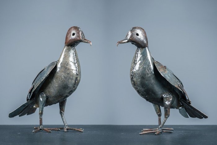 Escultura, Twee duiven - 170 mm - Aço