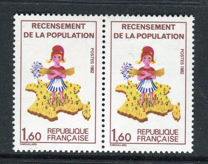 France 1982 - Superbe & Rare n° 2202a tenant à normal