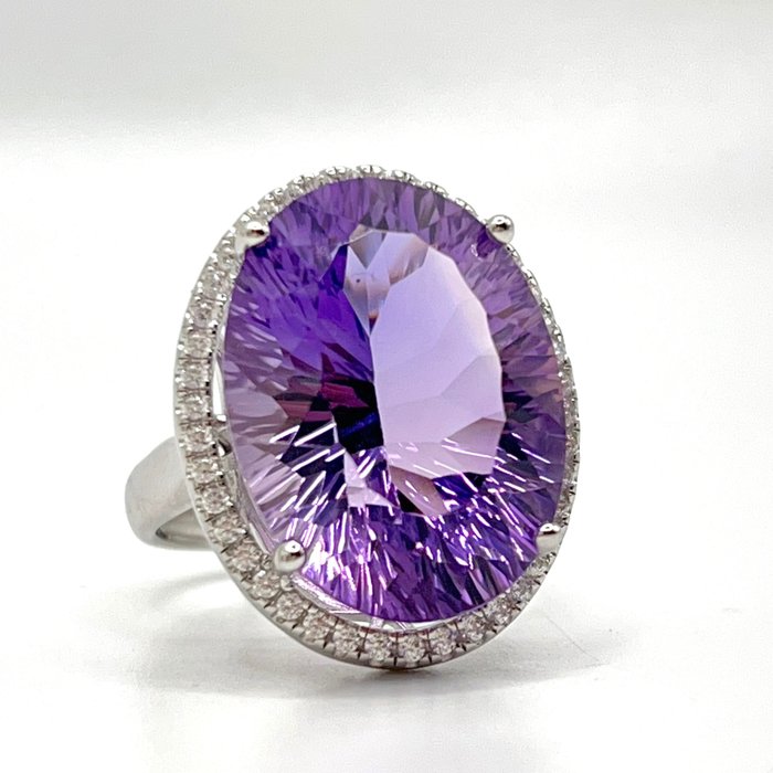 No Reserve Price - Ring Silver Amethyst 