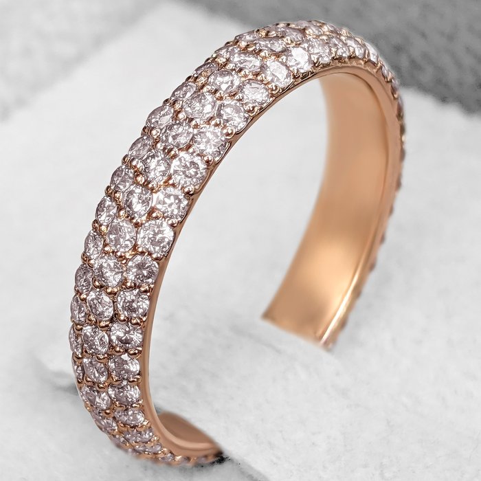 Zonder Minimumprijs Ring - Roségoud -  1.30ct. Rond Roze Diamant 