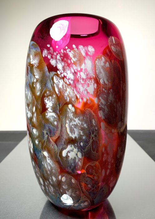 Maxence Parot - 花瓶 -  獨特的花瓶顏色和材質 22 厘米  - 玻璃