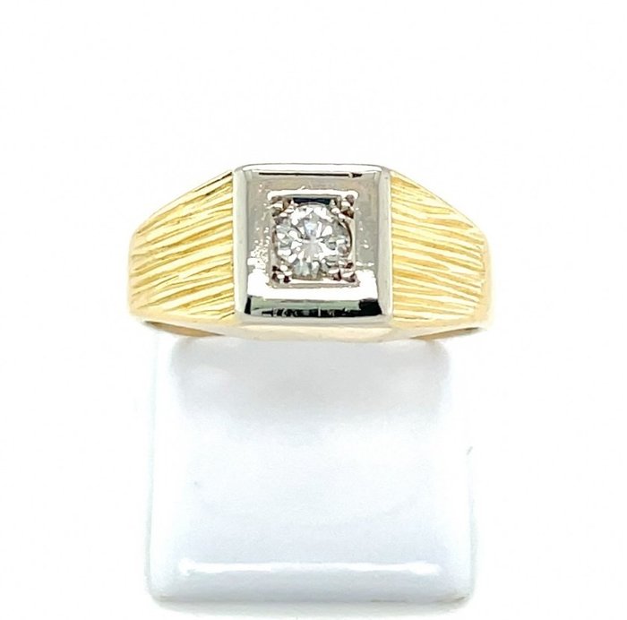 18 kt Gelbgold, Gold, Weißgold, zweifarbig - Ring - 0.16 ct Diamant