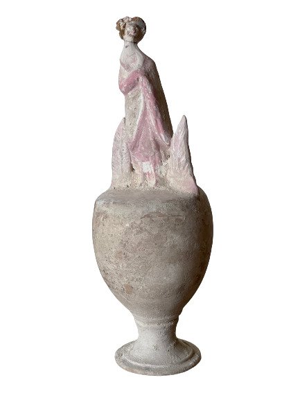 Ógörög Terrakotta Canosa - Figurative Oenochoë - spanyol exportengedéllyel - 34 cm