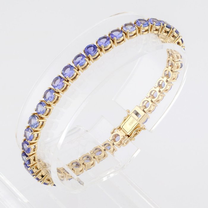 (ALGT Certified) - (36) Pcs (Tanzanite) 9.36 Cts - 14 kt Gelbgold - Armband