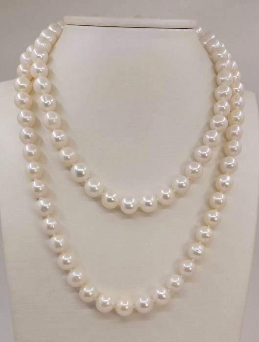 No Reserve Price - Necklace 10x11mm Round White Edison Freshwater pearls