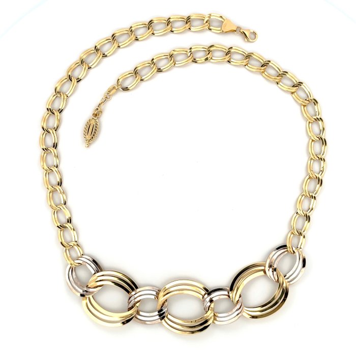 Collana oro bicolore - 9.4 gr - 45 cm - Halsband Gult guld 