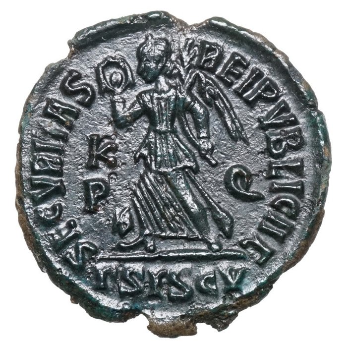 Imperio romano. Valentiniano I (364-375 e. c.). Siscia, VICTORIA mit Kranz