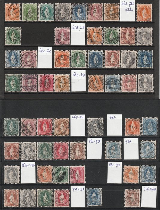 Zwitserland 1882/1909 - Collectie staande Helvetia