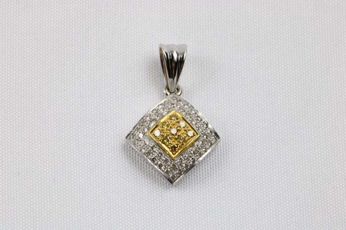 Wisiorek - 18-karatowe Białe złoto - Diament 