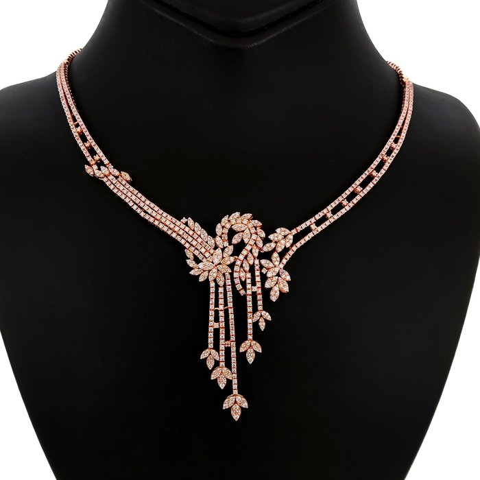 IGI Certified 6.34 Carat Pink Diamonds Necklace - Naszyjnik Różowe złoto 