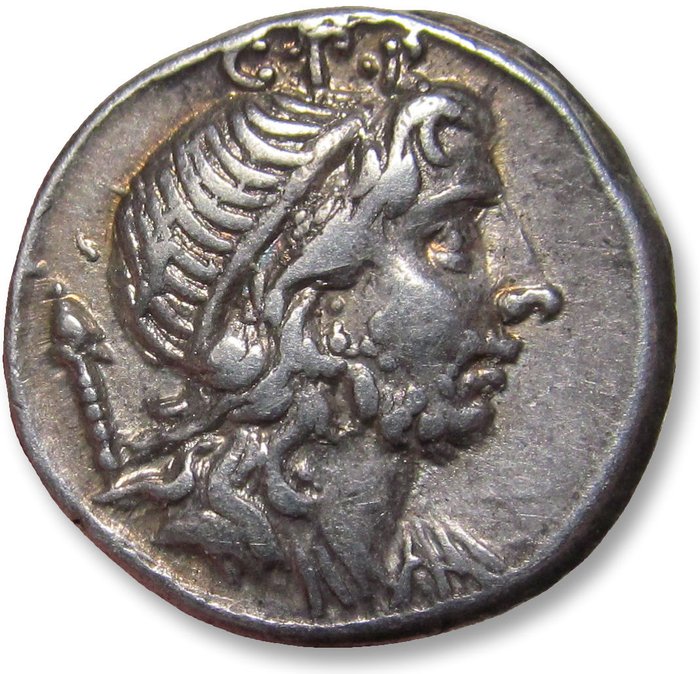 Repubblica romana. Cn. Cornelius Lentulus Marcellinus, 76-75 BC. Denarius undertain Spanish mint - very high quality for the type -
