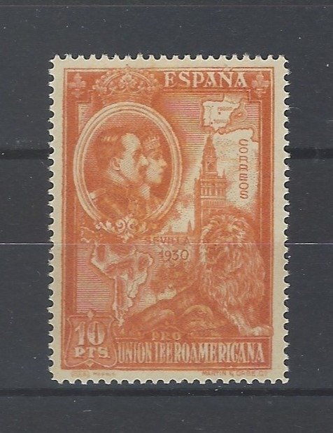 Espagne 1930 - 10 Pts. Couleur ibéro-américaine modifiée - Edifil Esp. nº 581ccc