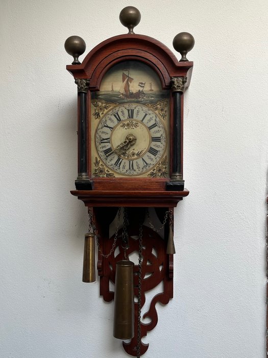 Wall clock - Tail clock - Schippertje - Wood, Oak - 1900