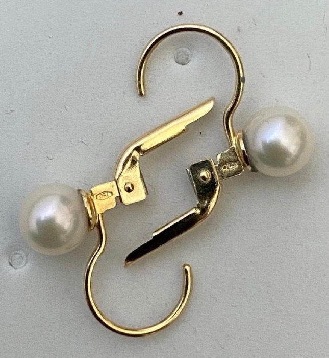 No Reserve Price - Earrings - 18 kt. Yellow gold Pearl 