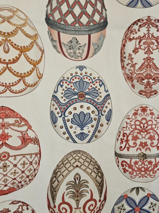 Rare fabric with Fabergé Eggs - 600x140cm - Artmaison exclusive - Country cottagecore - Textile - 140 cm - 0.02 cm