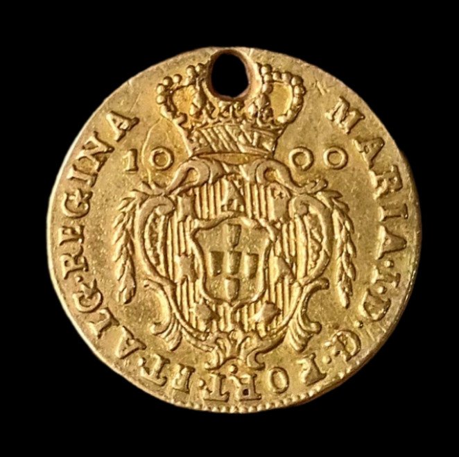 葡萄牙. D.瑪麗亞一世 (1786-1799). Quartinho (1.200 Reis) 1792 - Lisboa - Escassa - c/Furo