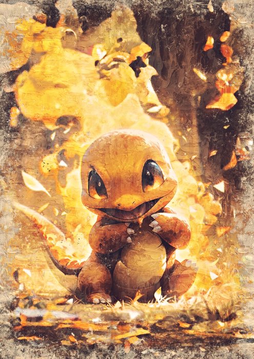 Boriani - Pokemon Charmand portrait, Oil limited edition 3/5