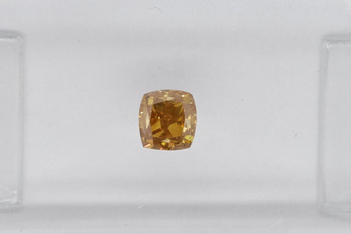 1 pcs Diamant - 0.30 ct - Kissen - NO RESERVE PRICE - Fancy Intense Brownish Yellow - SI1