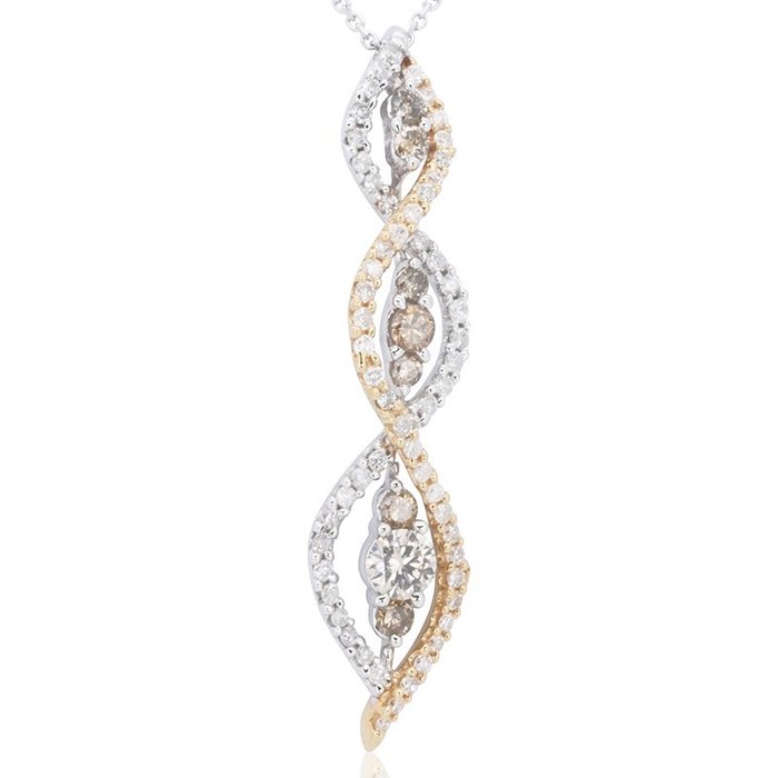 Halskette mit Anhänger - Weißgold -  0.31ct. Rund Diamant - Diamant 