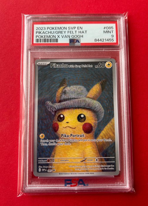 Pokémon Graded card - Hyper Rare! - Pikachu Grey Felt Hat - Van Gogh Promo - Pikachu - PSA 9