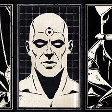 Æ (XX-XXI) - Alan Moore’s Watchmen Bundle (X3) - “Nite Owl”, “Dr. Manhattan” & “Walter Kovacs” Comic Art