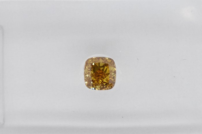 1 pcs Diamant - 0.27 ct - Kissen - NO RESERVE PRICE - Fancy Deep Brownish Yellow - VS1