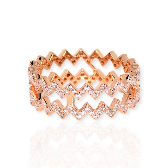 Ingen reservasjonspris - IGI 0.60 ct Natural Pink Diamonds - Ring - 14 karat Rosegull Diamant  (Naturlig) 