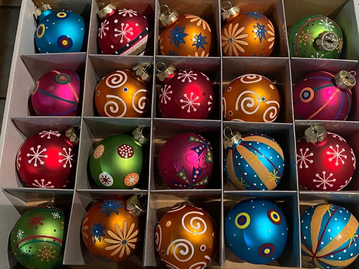 Weihnachtsdekoration Inge-Magic: Kerstballen in millifiori stijl (20) - Glas
