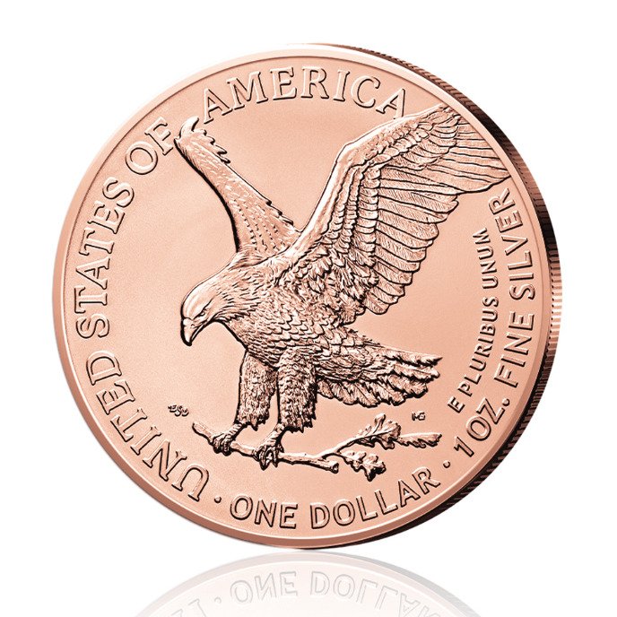 美國. 1 Dollar 2023 American Eagle - mit Rotgold veredelt, 1 Oz (.999)  (沒有保留價)