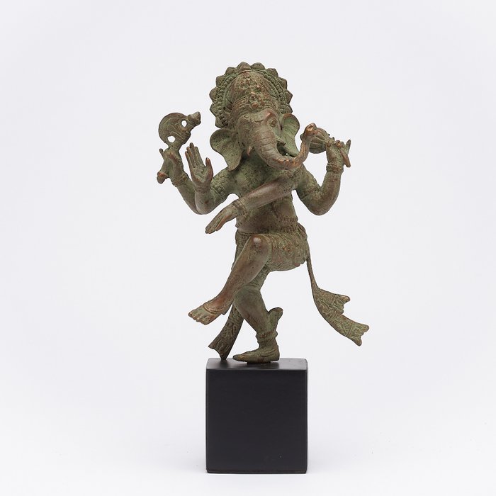 雕刻, Sculpture, NO RESERVE PRICE - Sculpture of the Hindu God Ganesha in a Dancing Pose - 10 cm - 青銅色