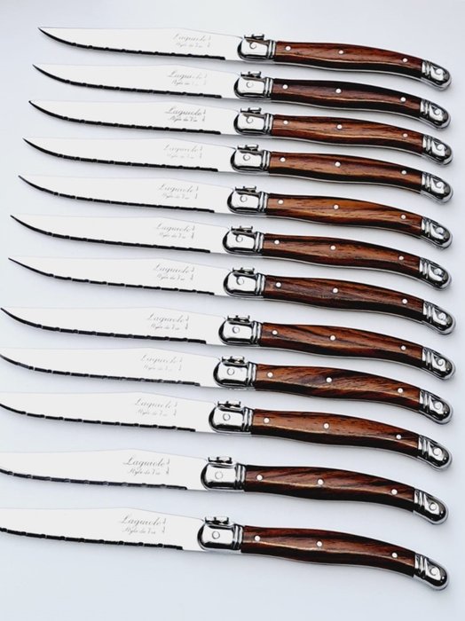 Laguiole - 12x Steak Knives - Brown - style de - Servizio di coltelli da tavola (12) - Acciaio (inossidabile)