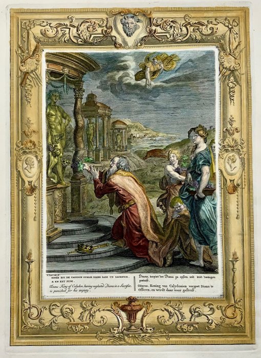Bernard Picart (1673-1733) - Large hand coloured folio - Mythology: King of Calydon punished for his impunity - 1731