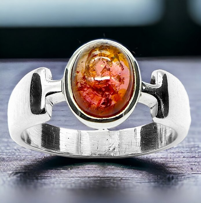 玫瑰碧玺 - 米纳斯吉拉斯州矿山 - 银戒指 - 手工制作的意大利珠宝 - 高度: 26.4 mm - 宽度: 21.6 mm- 5 g