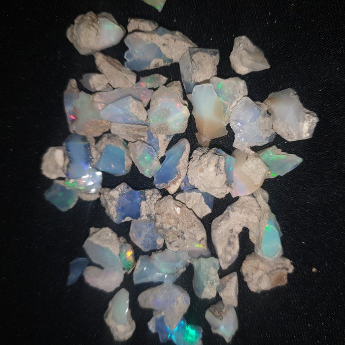 Lot 50 karat raw welo opal smukke farver Grov- 10 g