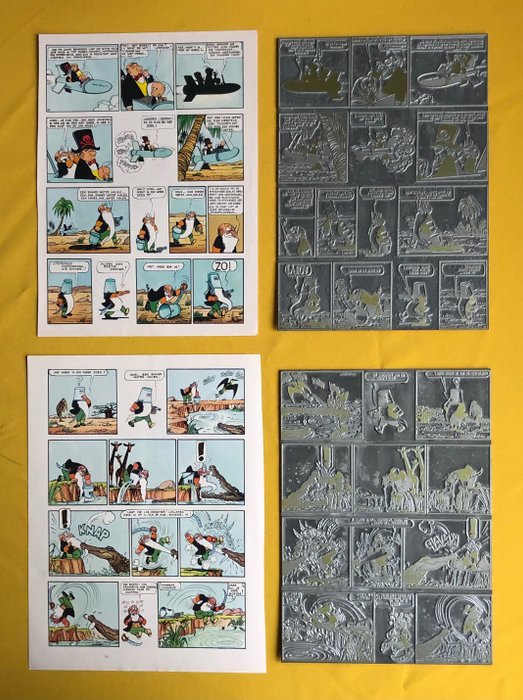 Nero - 2 drukplaten (p,18) + (p.19) - Les deux fétiches (Het Bobo beeldje) - (1966)
