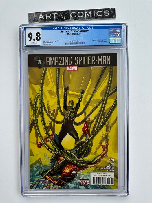 The Amazing Spider-Man #29 - Alex Ross Cover - Superior Octopus, Silver Sable Appearance - CGC Graded 9.8 - Extremely High Grade!! - White Pages!!! - 1 Graded comic - Prima edizione - 2017 - CGC 9,8