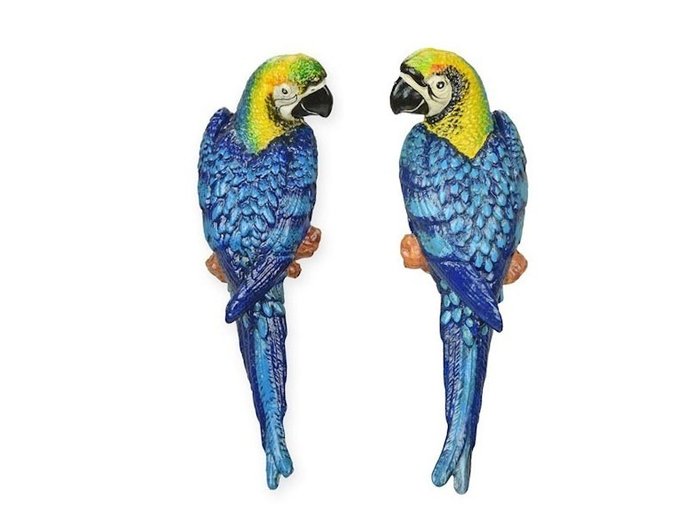 Dekorativt ornament (2) - Set van twee gietijzeren papegaaien - Europa