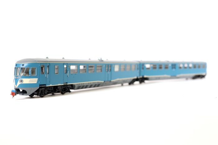 Artitec H0 - 24.206.01 - Treno automotore (1) - Set di treni in due pezzi DE2, n. 82, blu, tetto grigio, baffi, Per III - NS