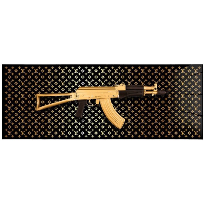 AmsterdamArts - Louis Vuitton gold x AK47 wall art