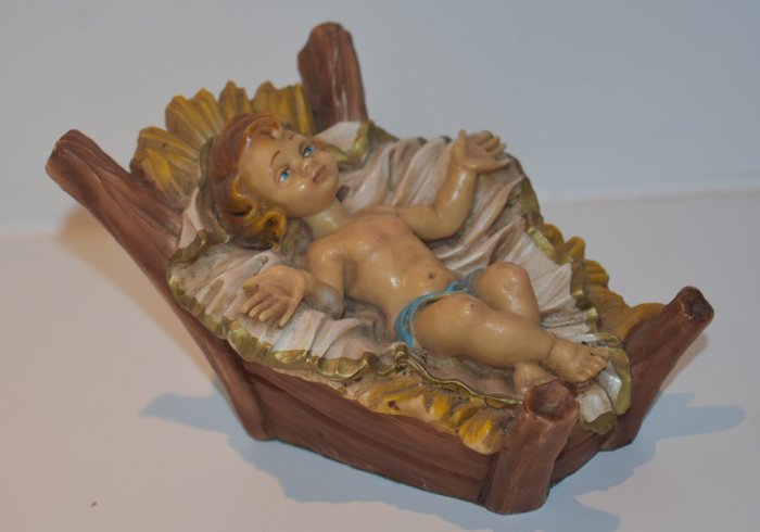 聖誕裝飾品 - 馬槽裡的復古寶寶耶穌-手繪-石膏？